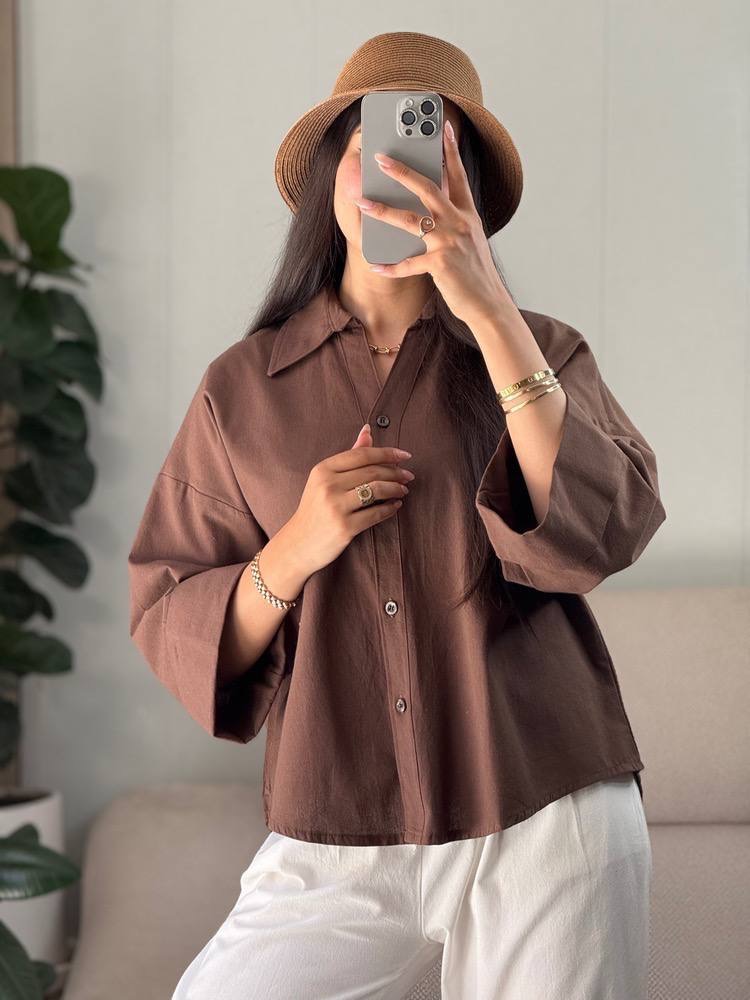 شومیز زنانه باکسی بیسیک آیناز